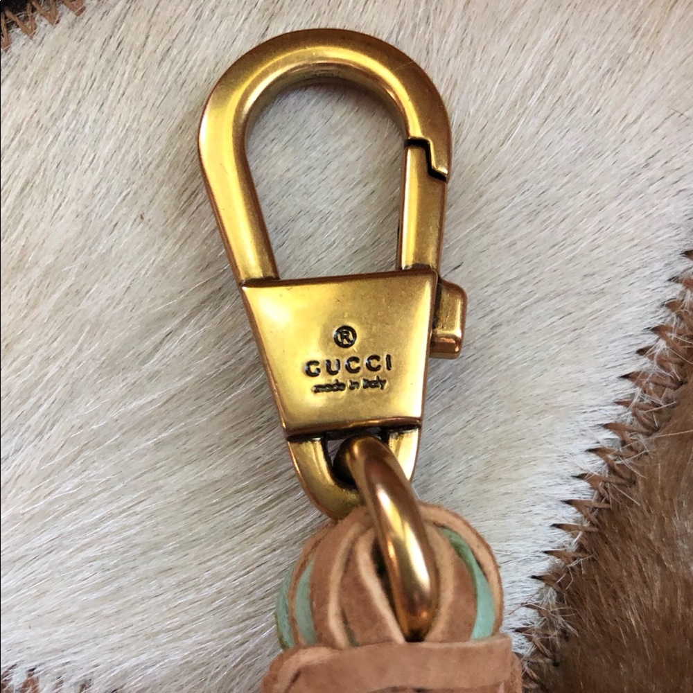 Unique fringe tassel / keychain on Gucci hardware.